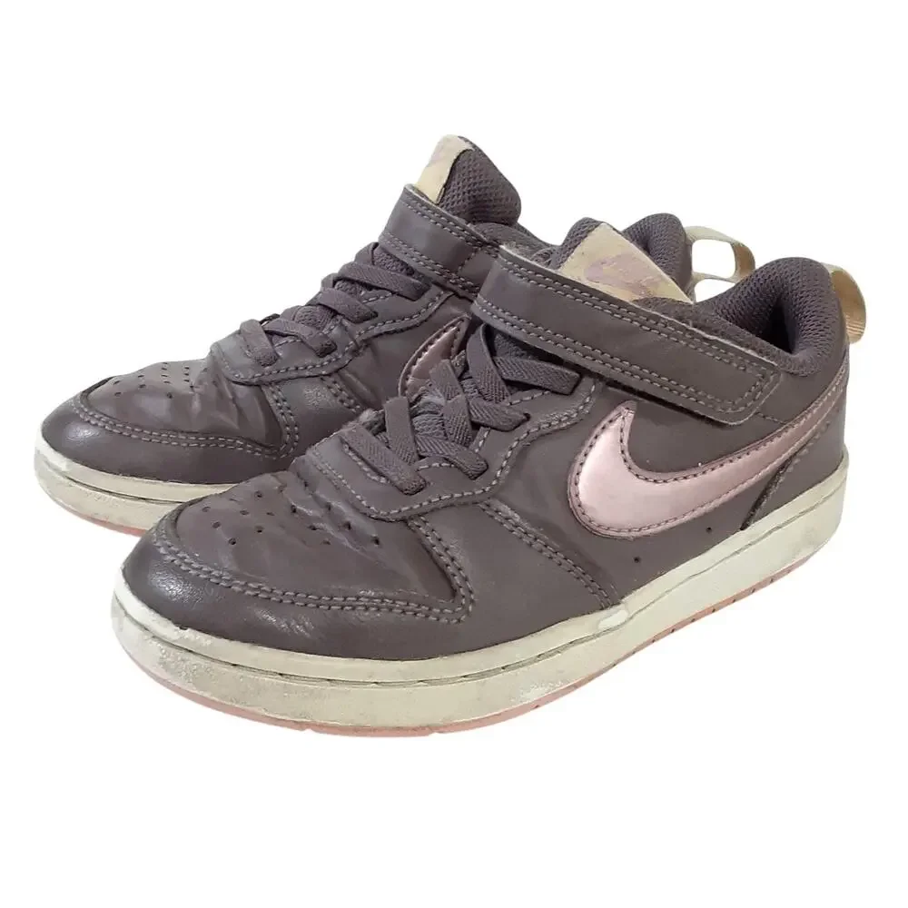 Nike Court Borough 2 Low Top Leather Sneakers Violet Purple Girls 13 Basketball